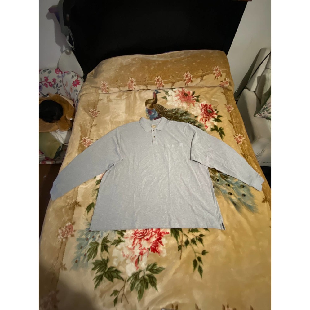 Men’s light gray Scandia Woods 2 button pocket Long-Sleeve Piqué Polo  4 XL